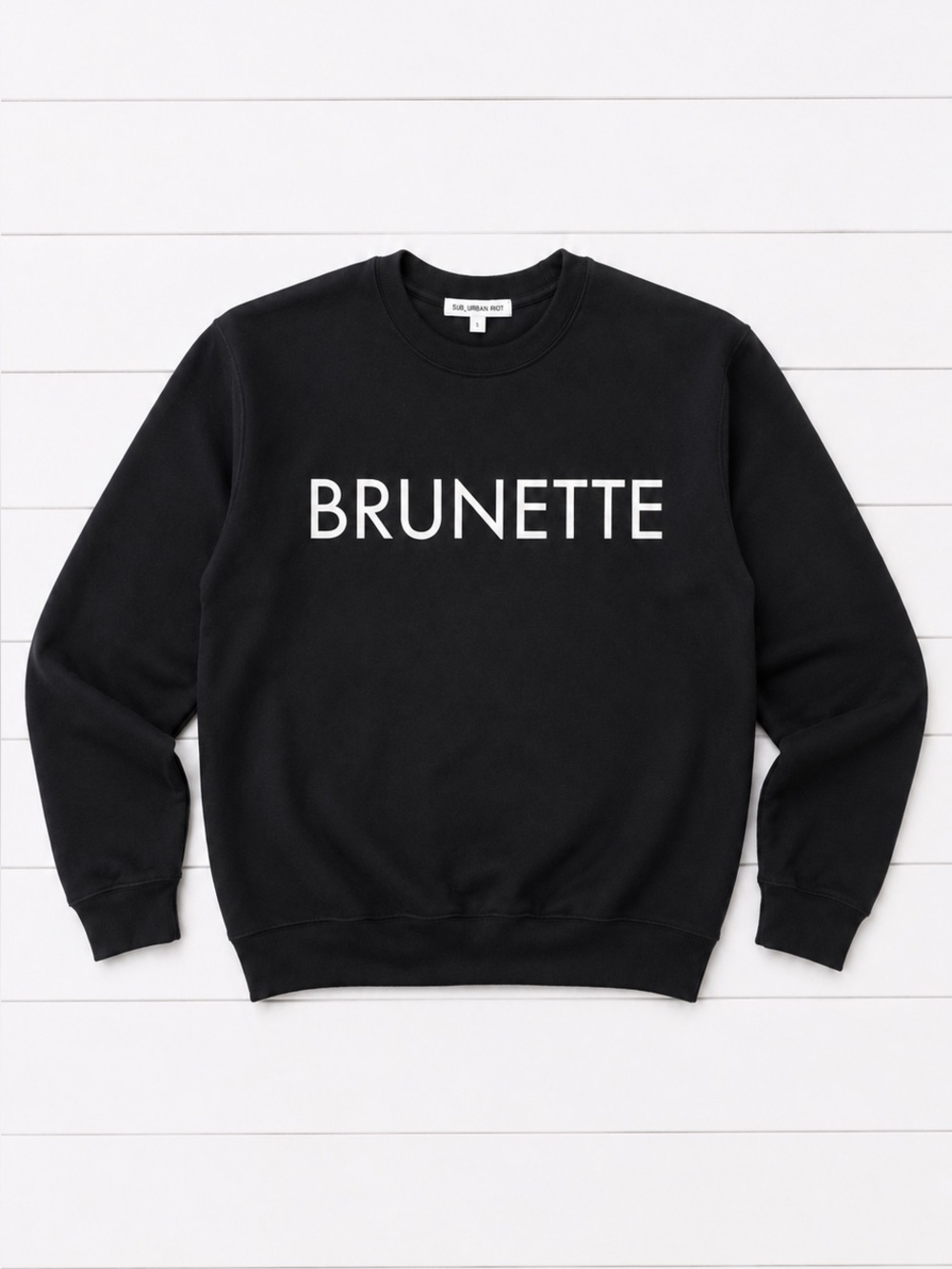 Brunette The Label “BRUNETTE” Crewneck Sweatshirt | Black | M/L - Picture 4 of 7